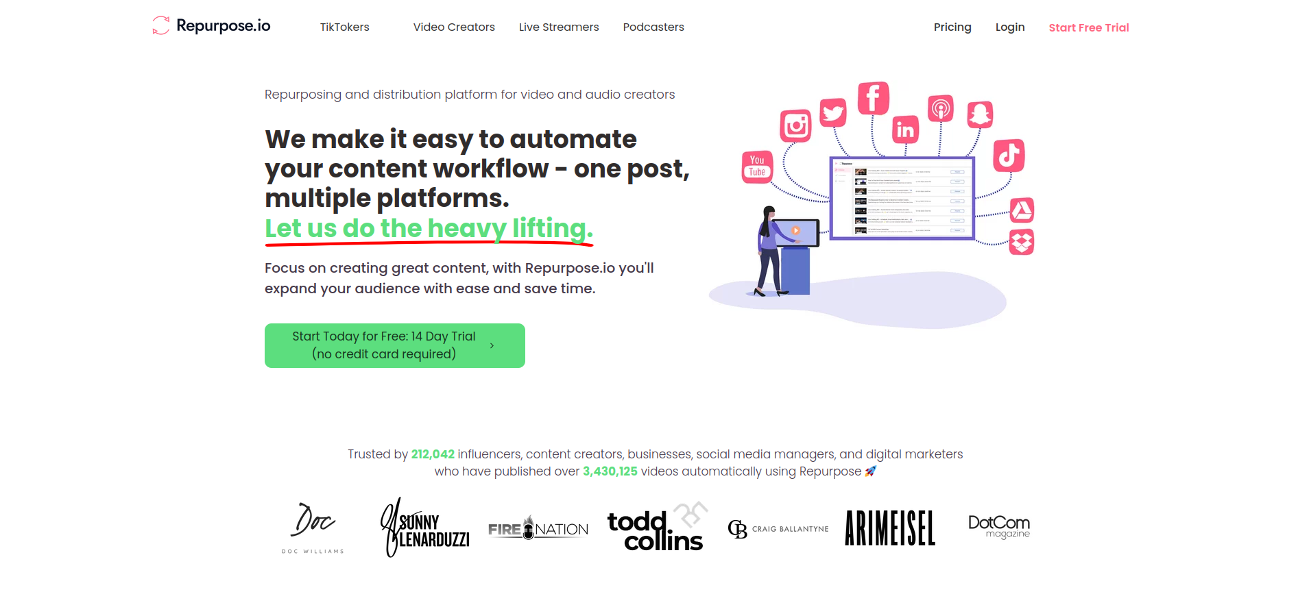 Repurpose.io Landingpage screenshot